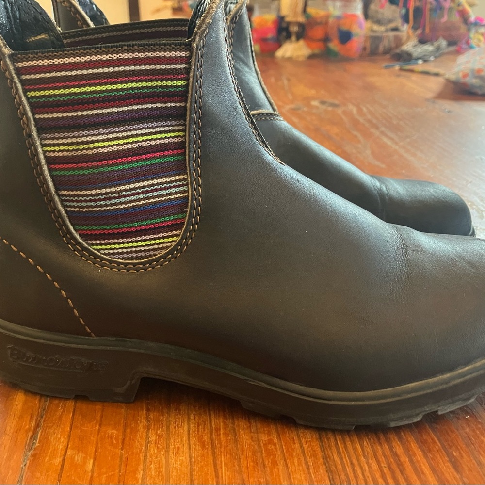 Blundstone Chelsea Boots. Stout Brown/ Stripes. #1408. AUS 5.5=US 8.5=EU 39